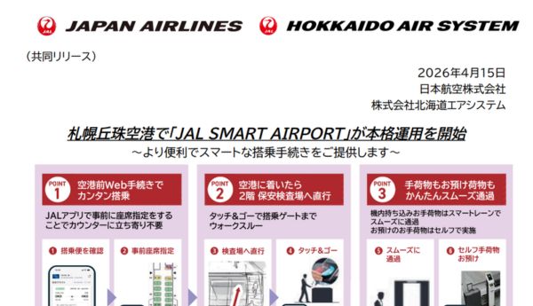 札幌丘珠空港で「JAL SMART AIRPORT」が本格運用を開始